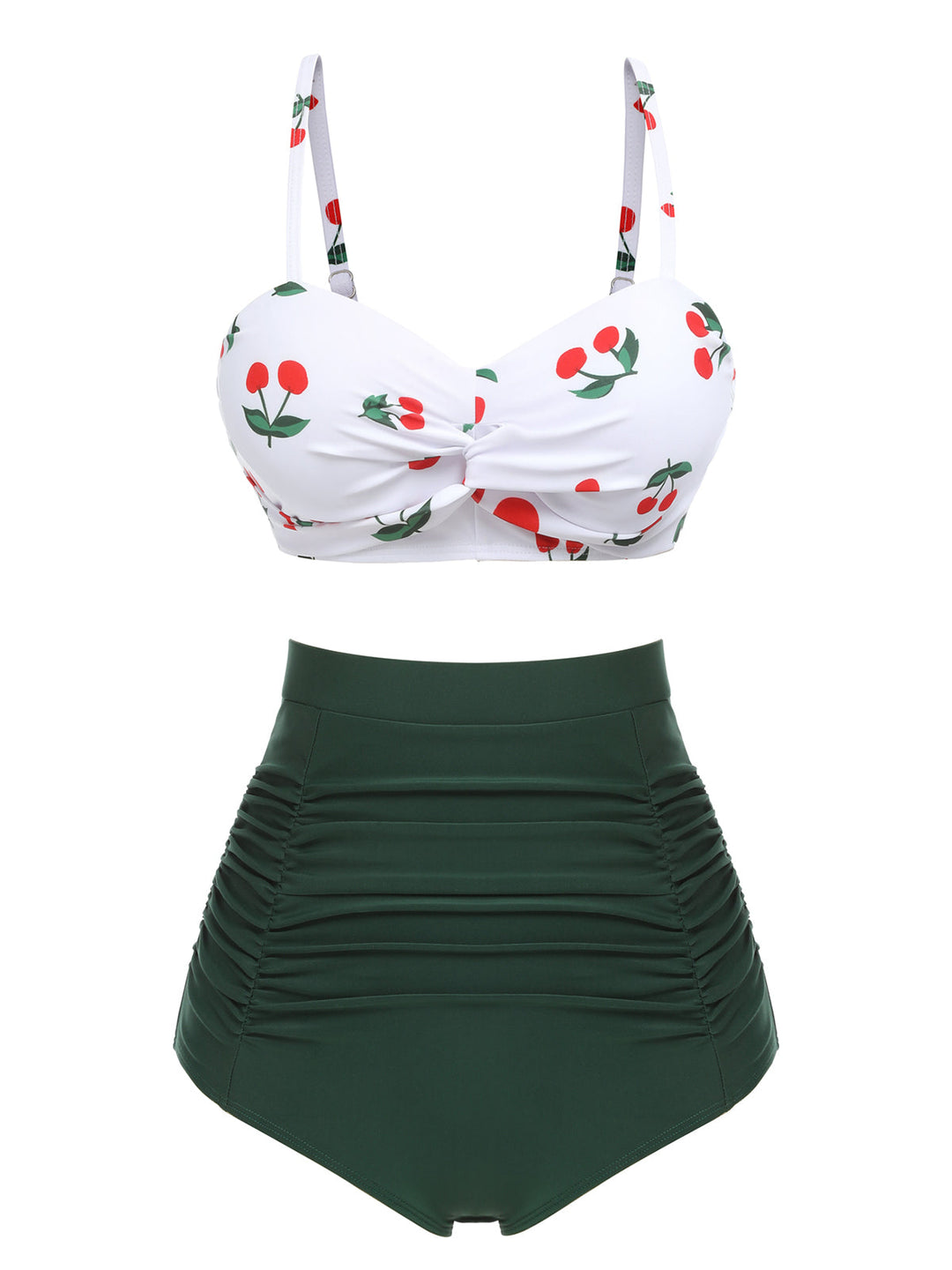 2PCS Cherry Spaghetti Strap Bikini Set - vintage fashion, retro style