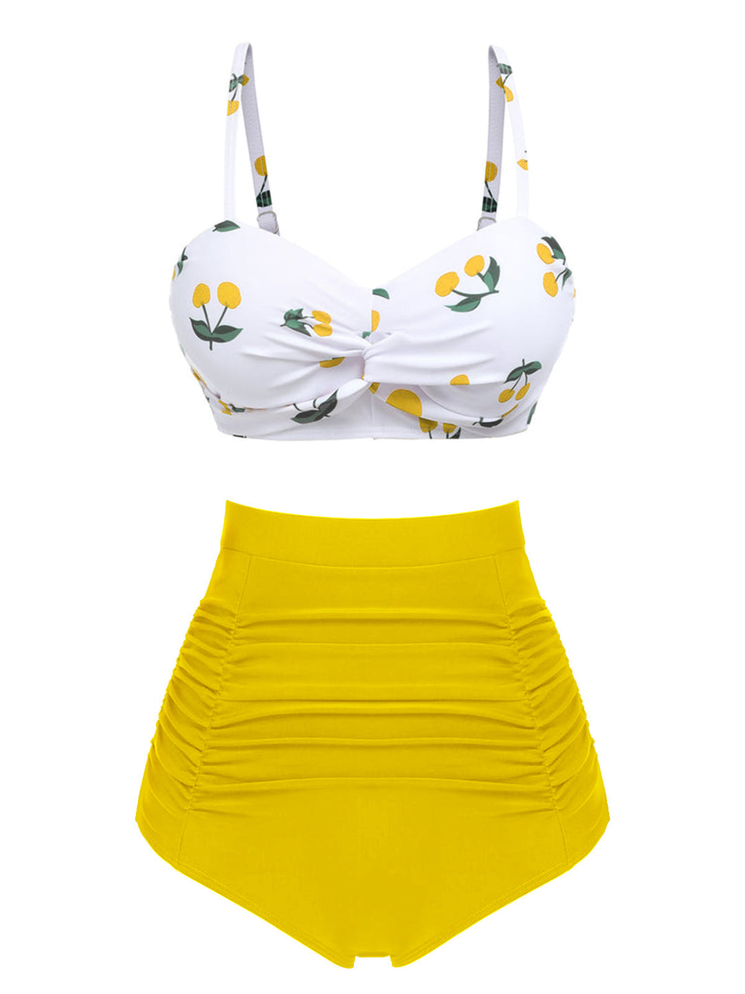 2PCS Cherry Spaghetti Strap Bikini Set - vintage fashion, retro style