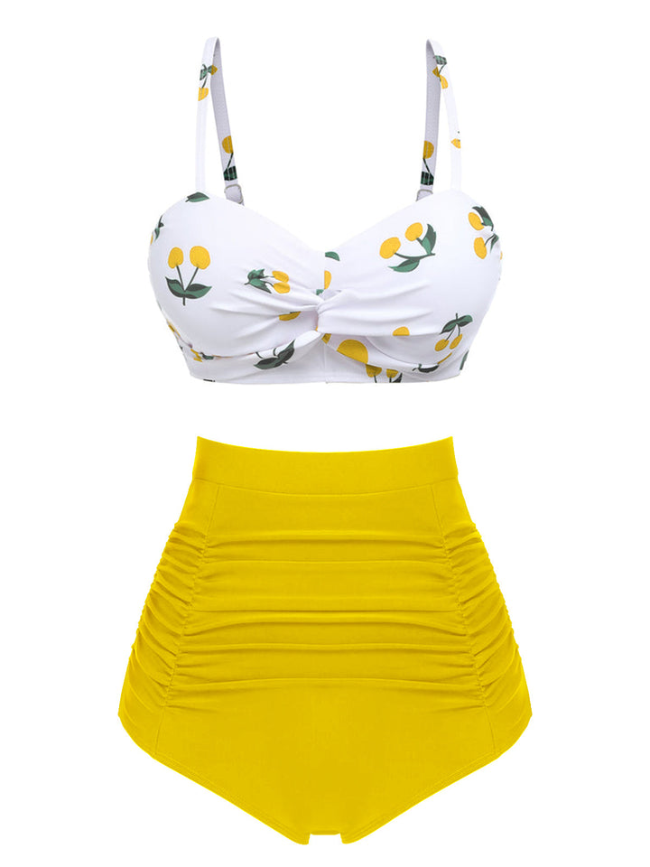 2PCS Cherry Spaghetti Strap Bikini Set - vintage fashion, retro style