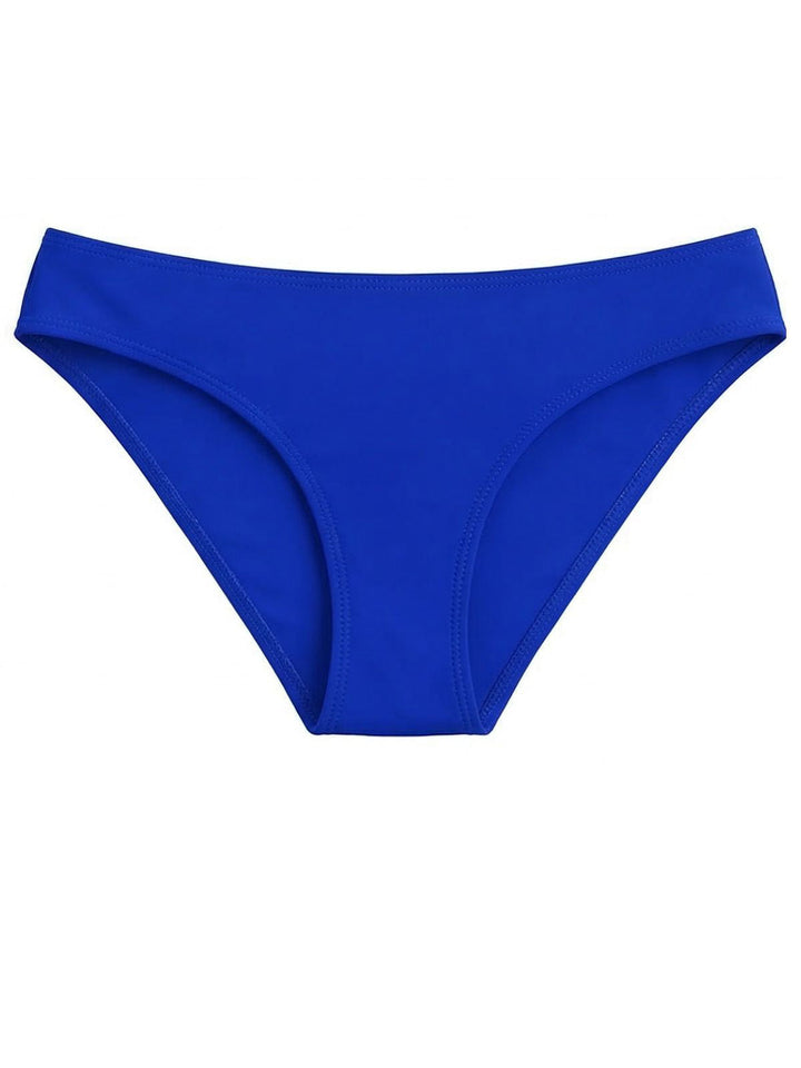 2PCS Blue Contrast Trim Cross-Back Bikini Set &amp; Cover-Up - vintage swimsuit, swimwear for vintage lovers