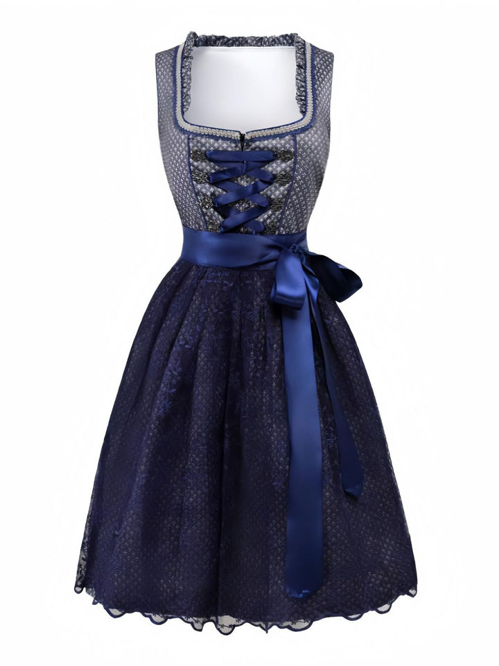 2PCS 1950s Ethnic Floral Lace-Up Dress &amp; Apron - vintage dress, retro fashion, rockabilly