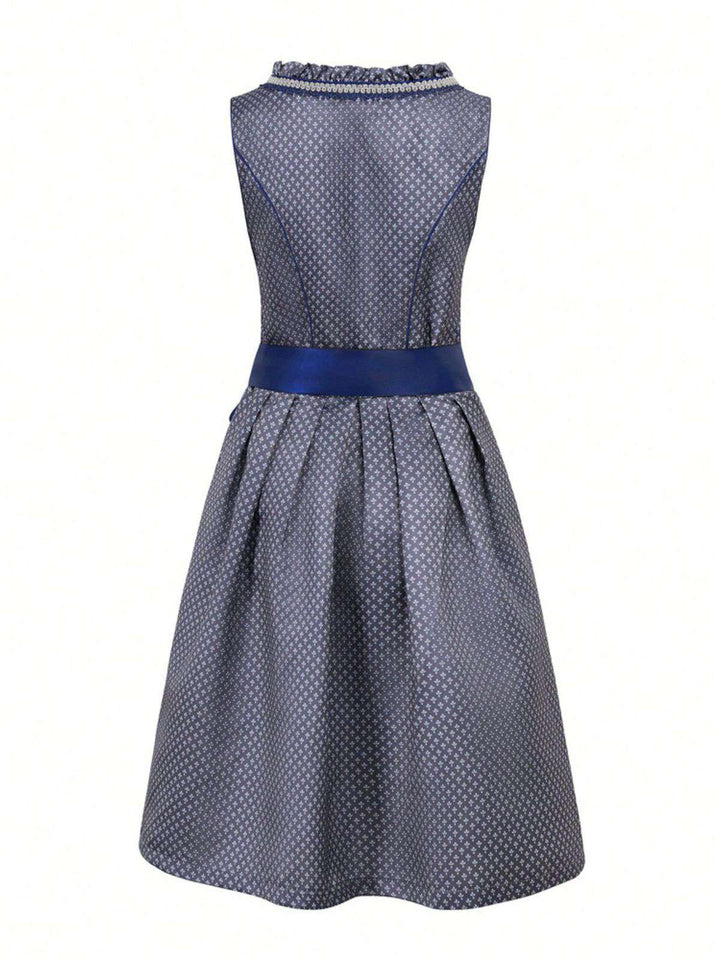 2PCS 1950s Ethnic Floral Lace-Up Dress &amp; Apron - vintage dress, retro fashion, rockabilly