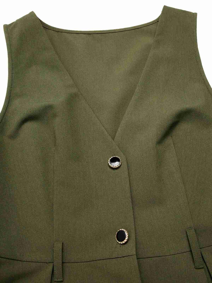 2PCS 1950s Lantern Sleeve Blouse &amp; Pockets Vest Dress, vintage dress, retro fashion, rockabilly, pin-up fashion - perfect for women who love vintage and retro fashion