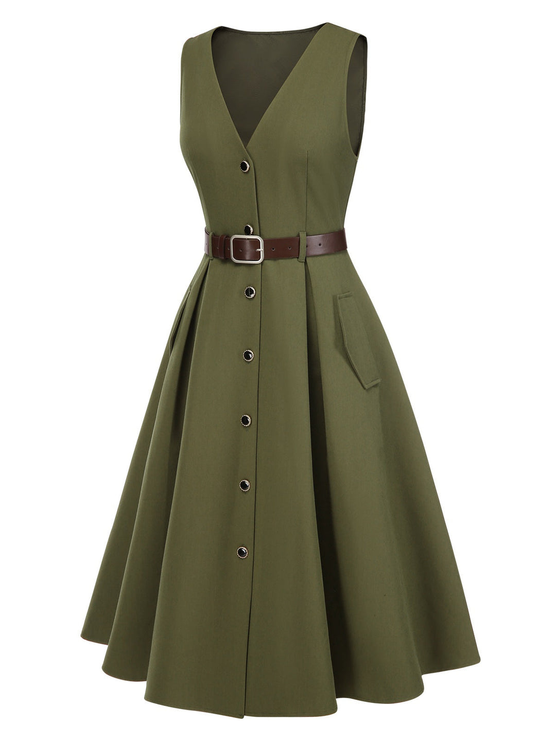 2PCS 1950s Lantern Sleeve Blouse &amp; Pockets Vest Dress, vintage dress, retro fashion, rockabilly, pin-up fashion - perfect for women who love vintage and retro fashion