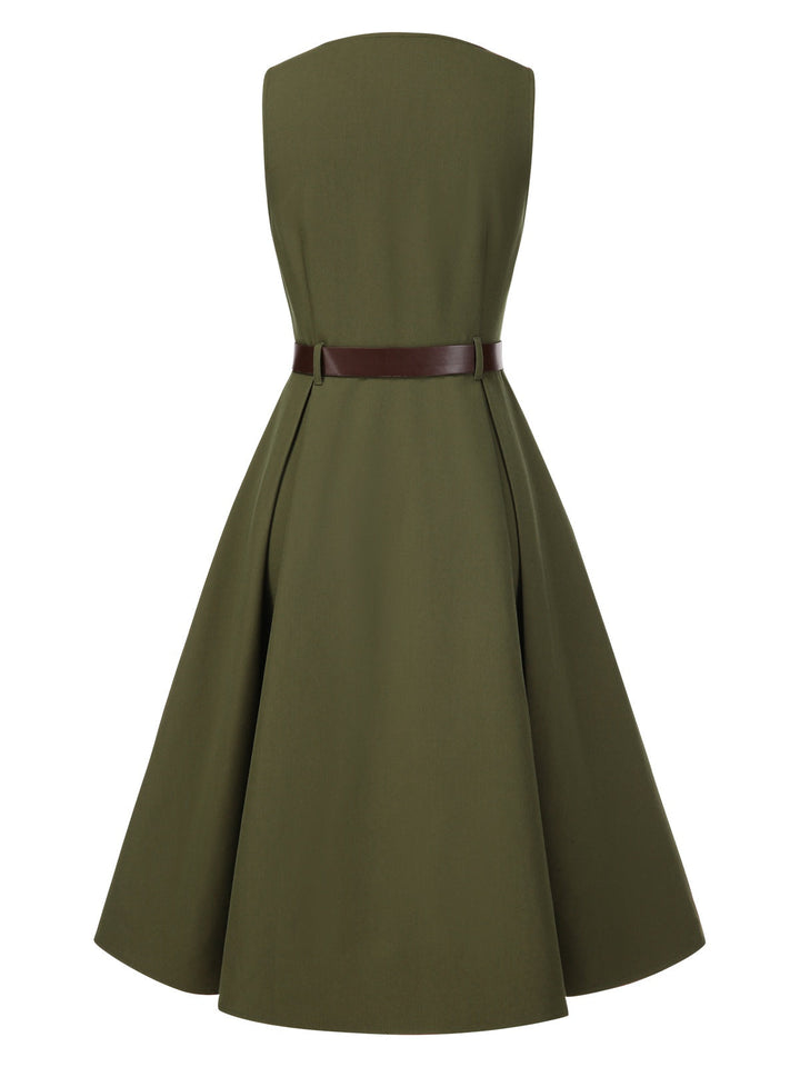 2PCS 1950s Lantern Sleeve Blouse &amp; Pockets Vest Dress, vintage dress, retro fashion, rockabilly, pin-up fashion - perfect for women who love vintage and retro fashion