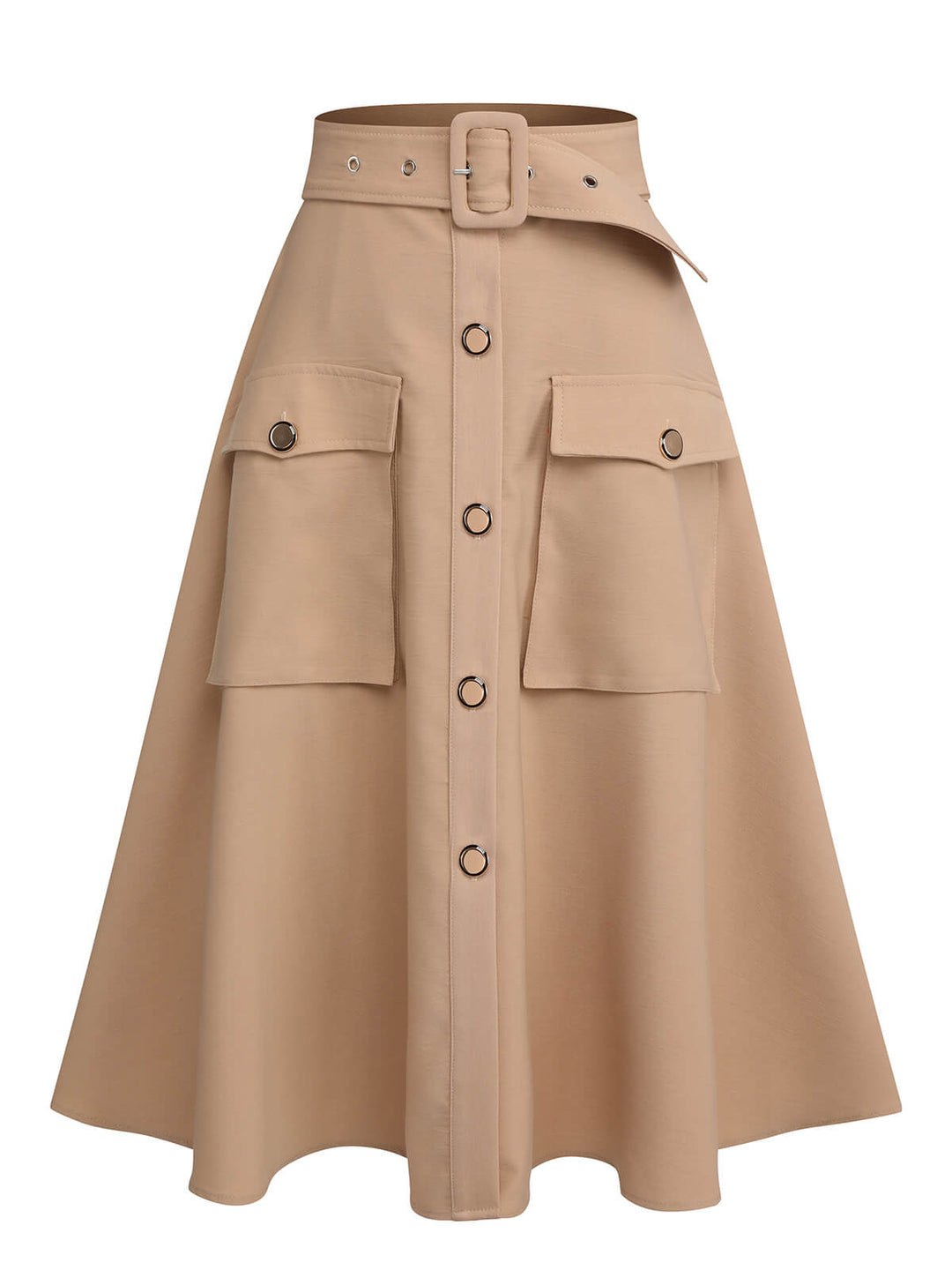 2PCS 1950s Leopard Lapel Romper &amp; Khaki Skirt: timeless style reimagined