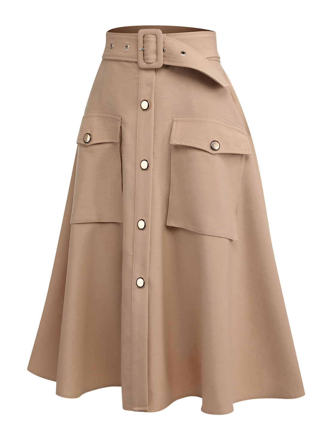 2PCS 1950s Leopard Lapel Romper &amp; Khaki Skirt: timeless style reimagined