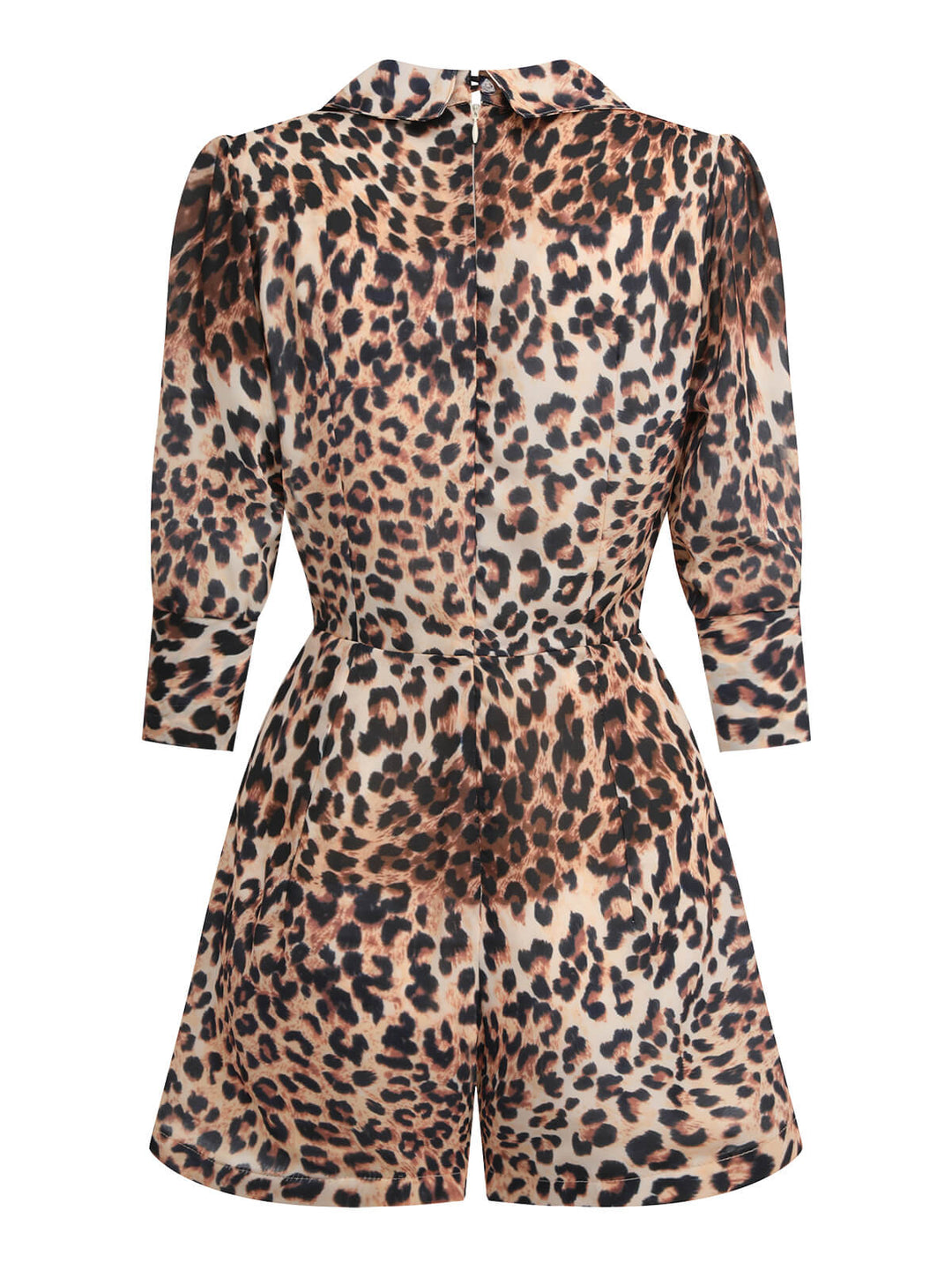 2PCS 1950s Leopard Lapel Romper &amp; Khaki Skirt: timeless style reimagined