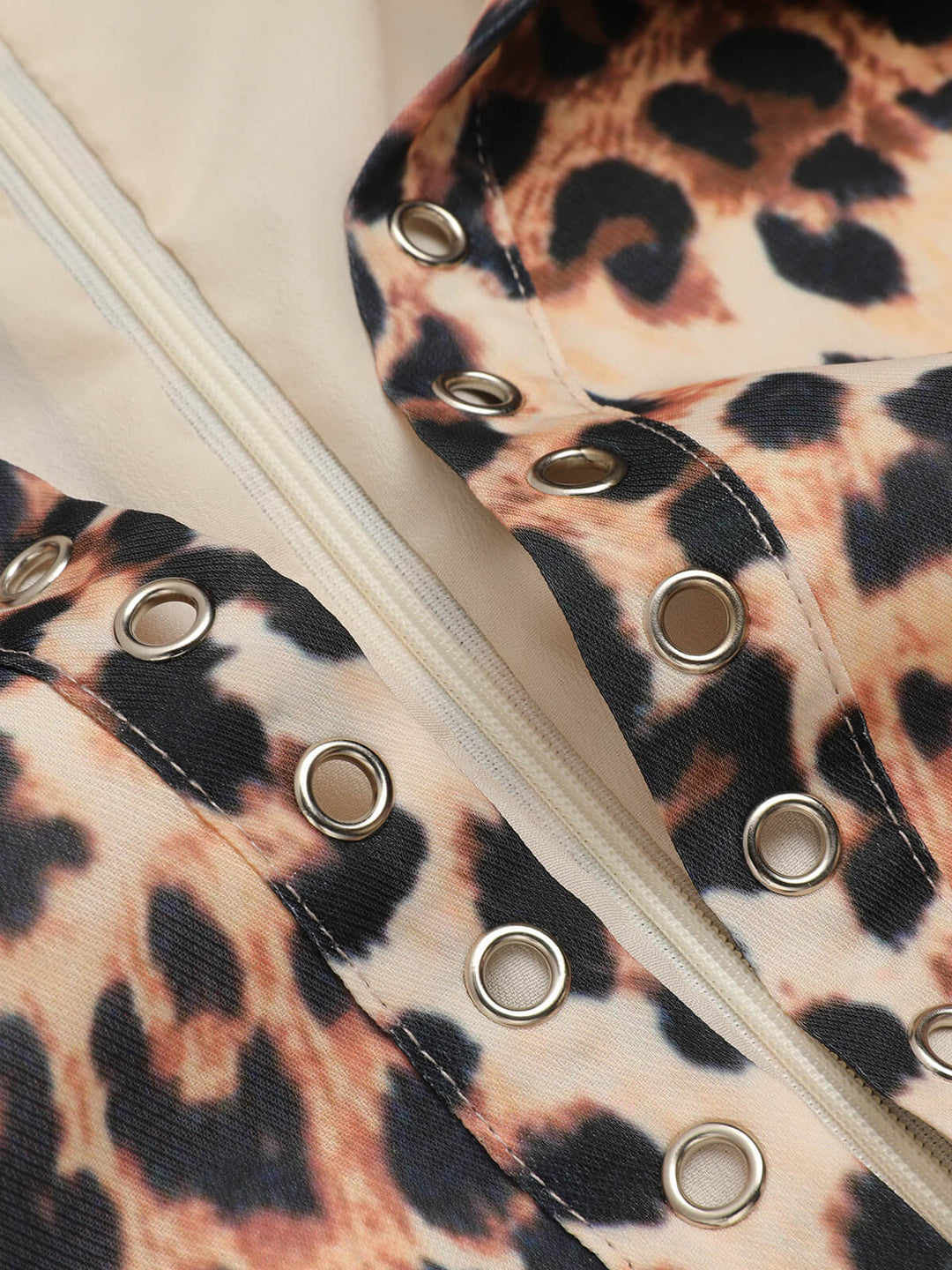 2PCS 1950s Leopard Lapel Romper &amp; Khaki Skirt: timeless style reimagined