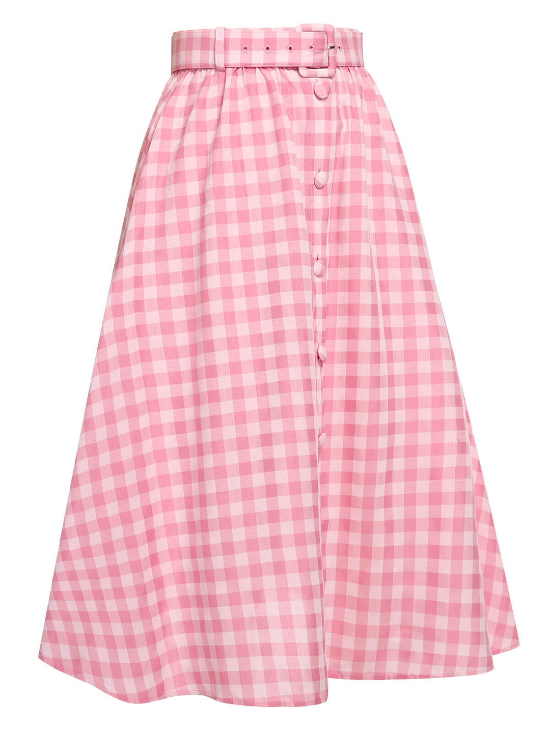 2PCS 1950s Pink Plaid Skirt &amp; Romper With Belt - vintage skirt, style