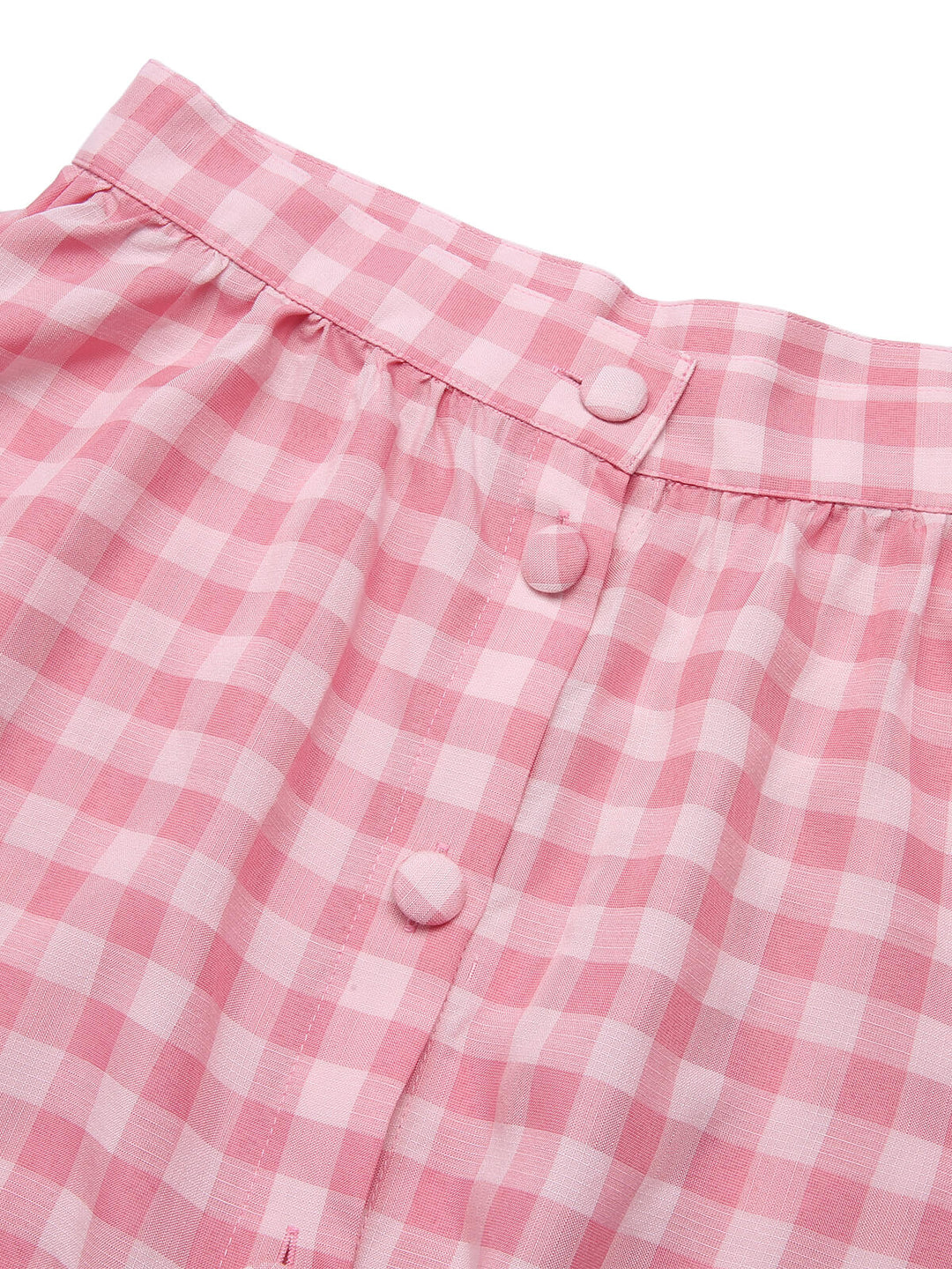 2PCS 1950s Pink Plaid Skirt &amp; Romper With Belt - vintage skirt, style