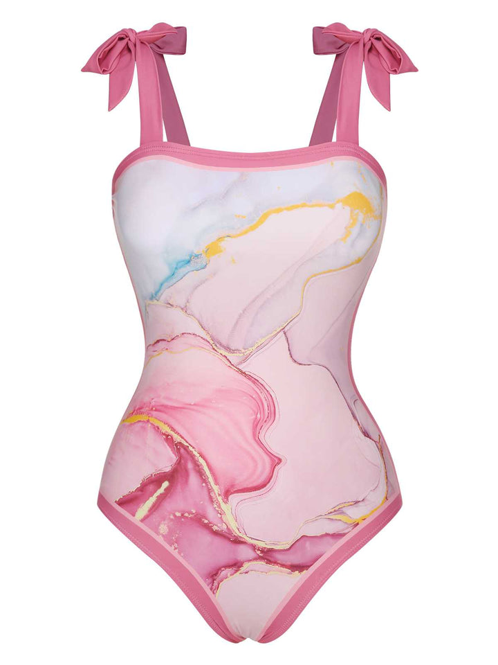 2PCS 1950s Pink Print Swimsuit &amp; Cover-Up, vintage swimsuit, pin-up swimwear - perfect for women who love vintage and retro fashion