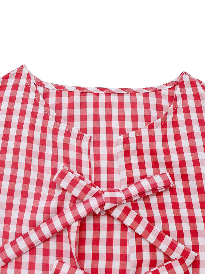 2PCS 1950s Plaid Ruffled Bow Vest &amp; Shorts - vintage fashion, retro style
