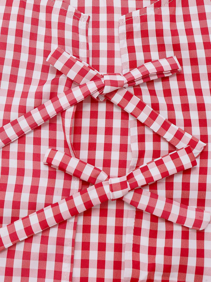 2PCS 1950s Plaid Ruffled Bow Vest &amp; Shorts - vintage fashion, retro style