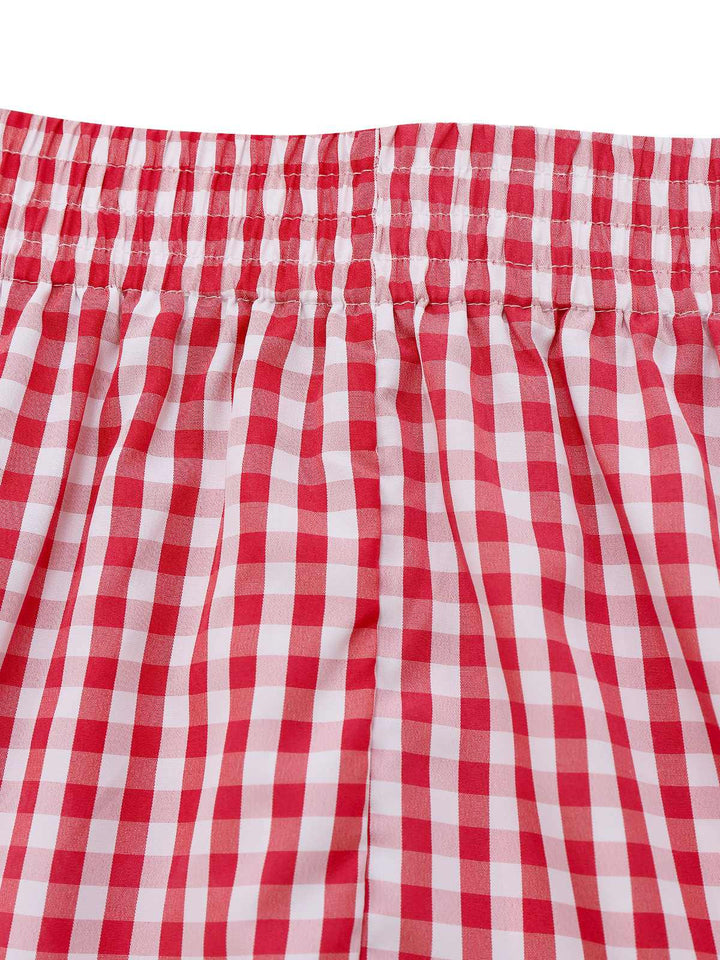 2PCS 1950s Plaid Ruffled Bow Vest &amp; Shorts - vintage fashion, retro style