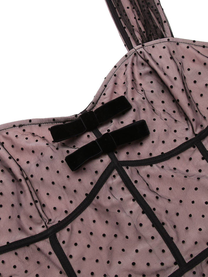 2PCS 1950s Polka Dot Bowknot Lace Strap Dress, classic vintage style elegant retro fashion - Image 6