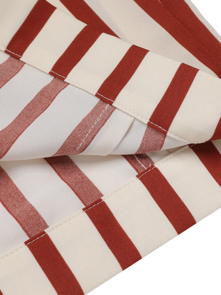 2PCS 1950s Striped Blouse &amp; Pleated Skirt — vintage elegance for the modern woman