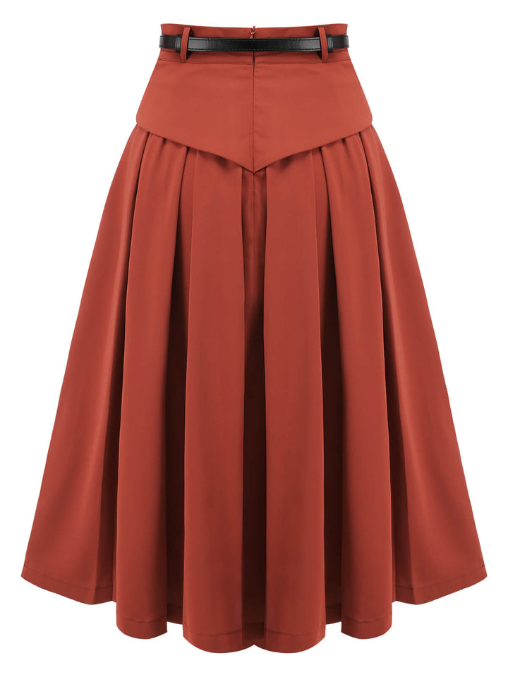 2PCS 1950s Striped Blouse &amp; Pleated Skirt: timeless style reimagined