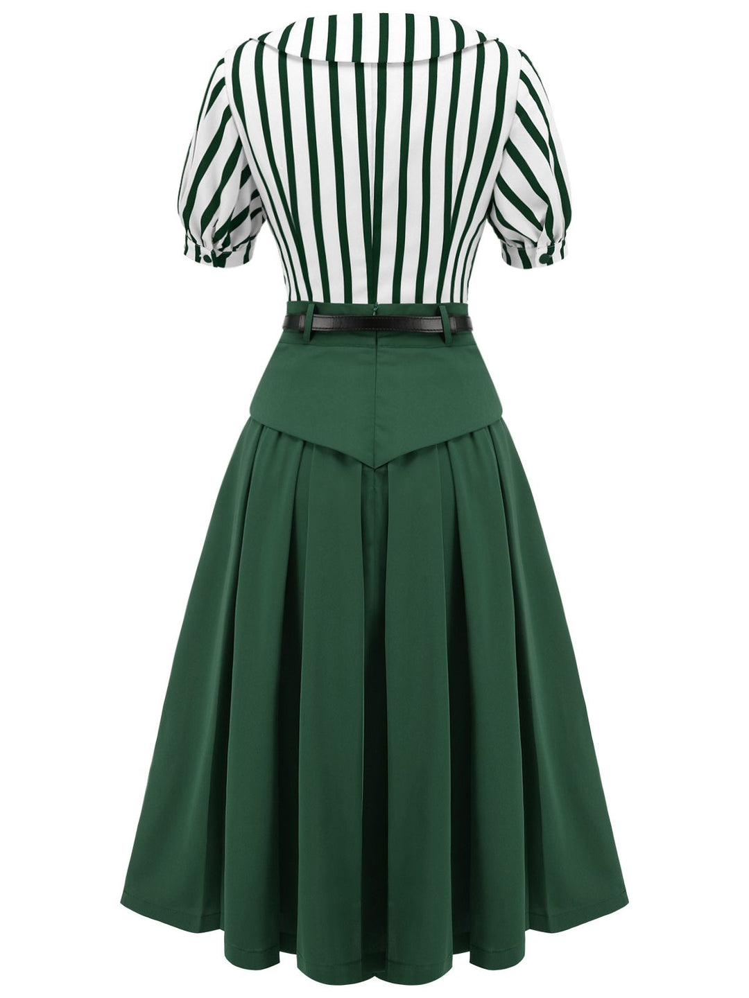 2PCS 1950s Striped Blouse &amp; Pleated Skirt — vintage elegance for the modern woman