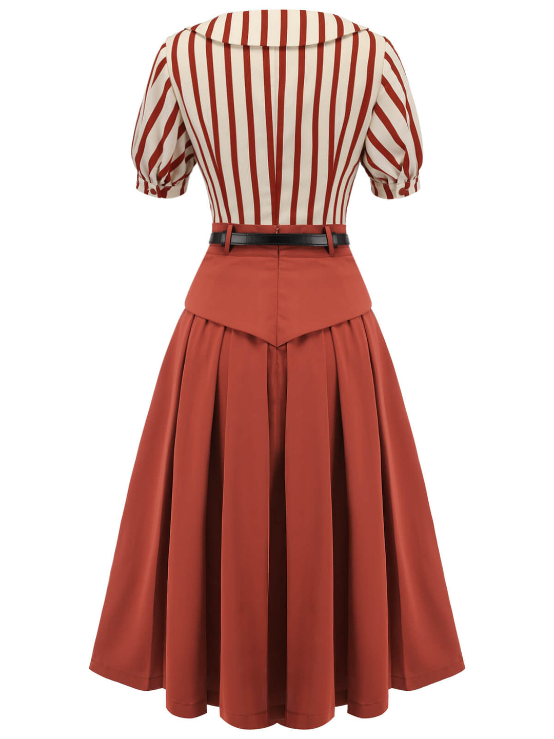 2PCS 1950s Striped Blouse &amp; Pleated Skirt — vintage elegance for the modern woman