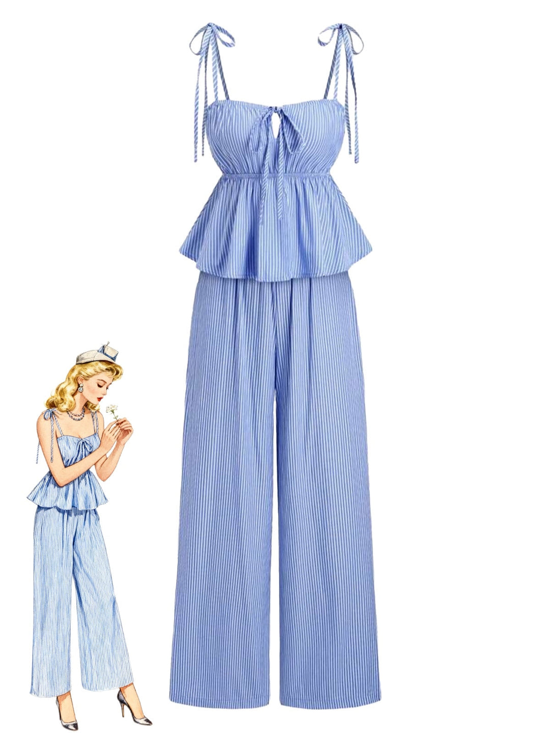 Light Blue 1950s Vintage Retro Pants