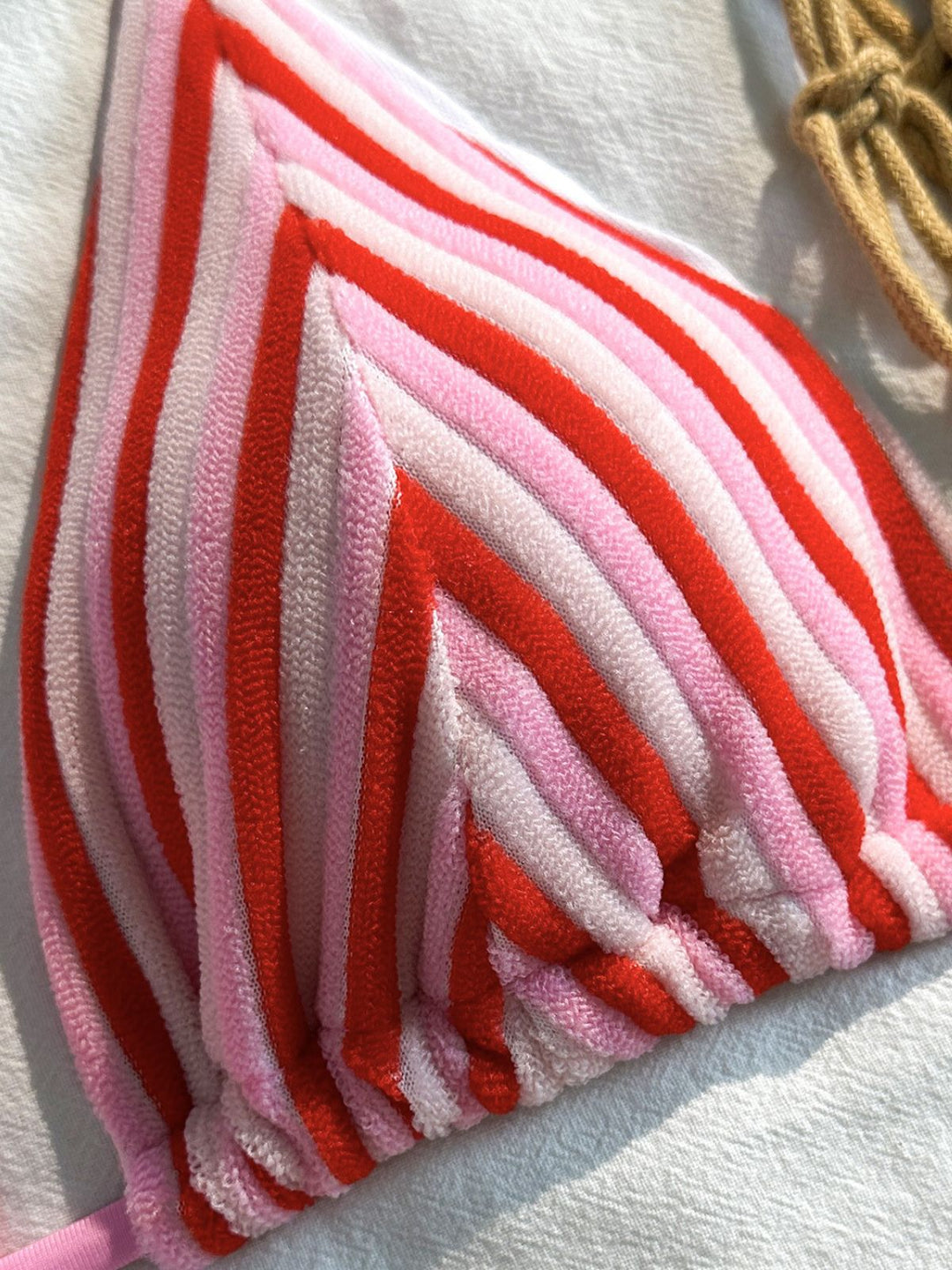 2PCS 1950s Striped Terry Halter Bikini &amp; Shorts - vintage swimwear, retro beach style for women