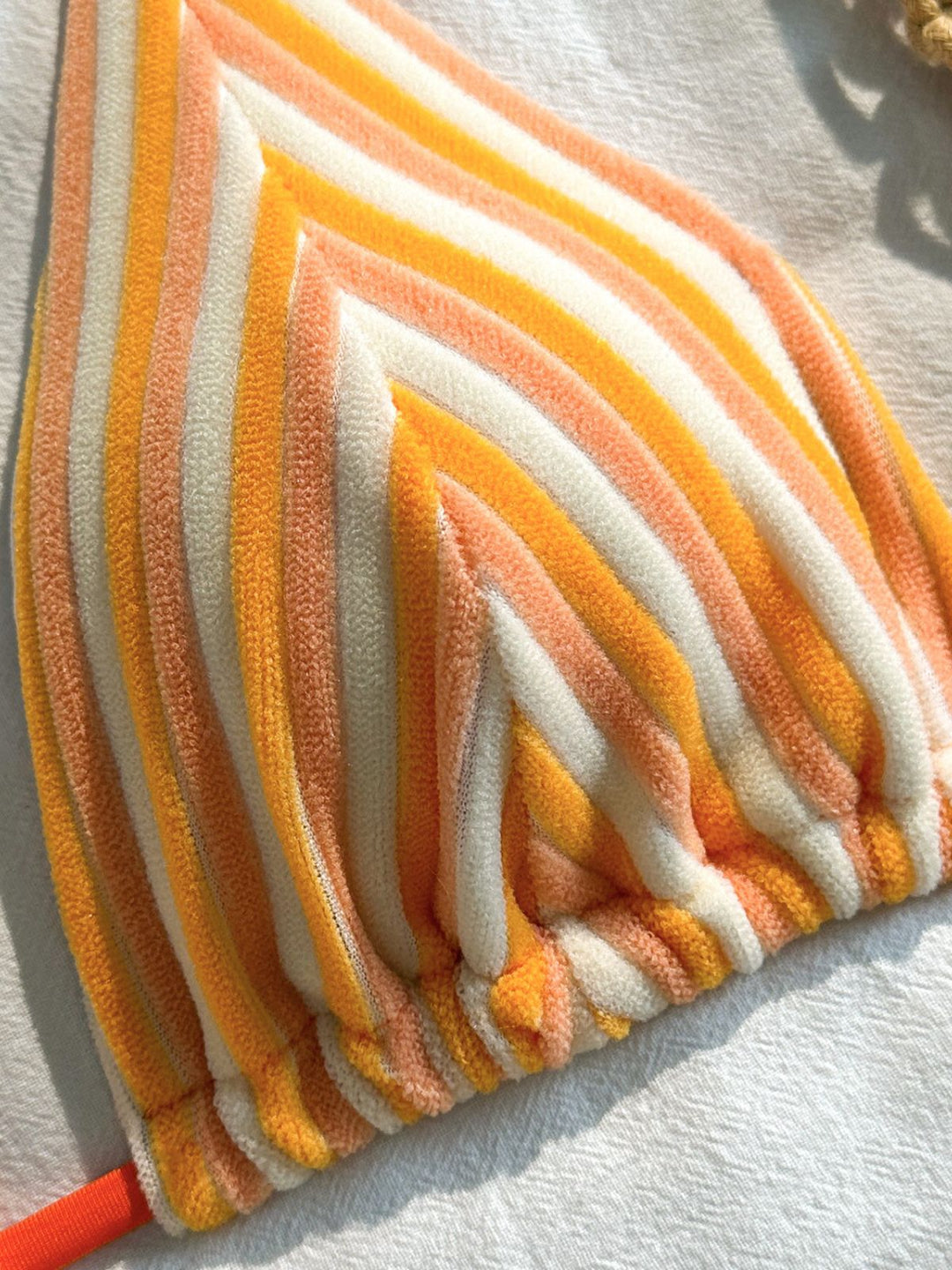 2PCS 1950s Striped Terry Halter Bikini &amp; Shorts - vintage swimwear, retro beach style for women