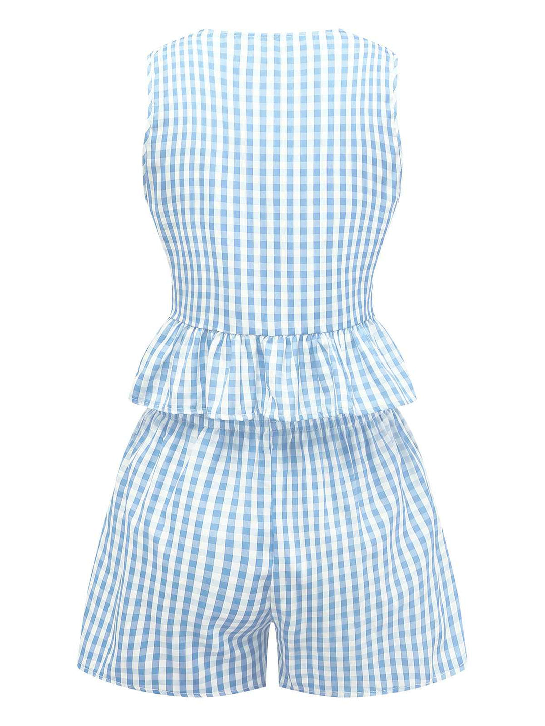 2PCS 1950s Plaid Ruffled Bow Vest &amp; Shorts, vintage fashion, retro style - perfect for women who love vintage and retro fashion