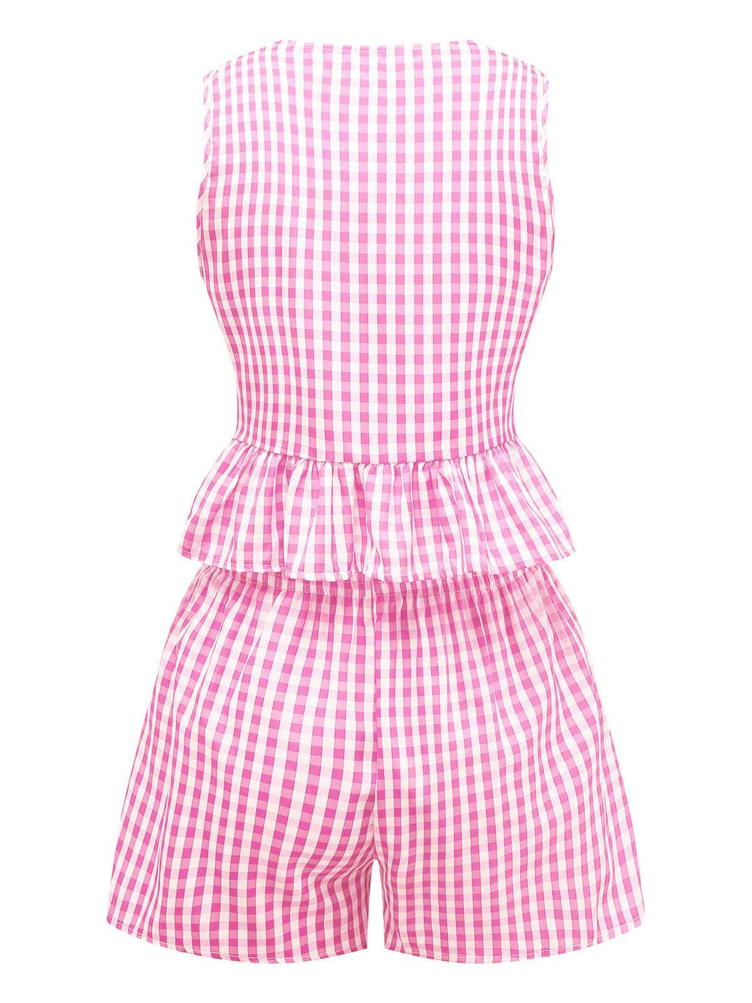 2PCS 1950s Plaid Ruffled Bow Vest &amp; Shorts, vintage fashion, retro style - perfect for women who love vintage and retro fashion