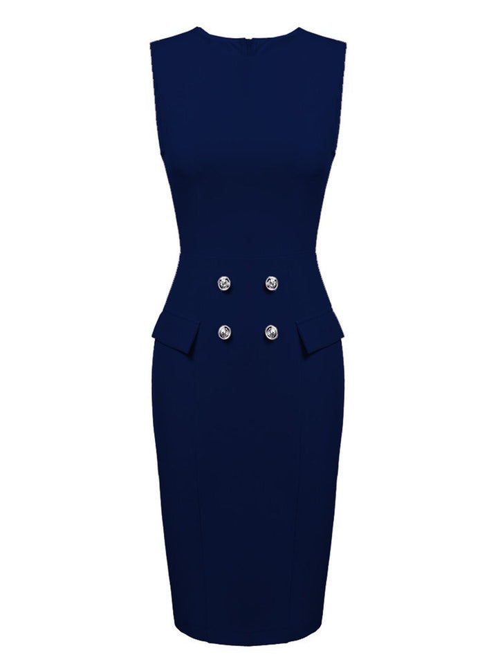 2PCS 1960s Button Work Pencil Dress: timeless style reimagined