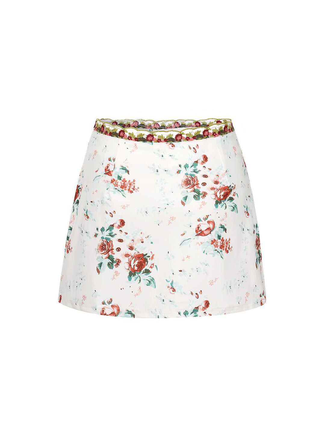 This 2PCS 1960s Floral Strap Slit Vest &amp; Lace Skirt spins 1960s stories with every step