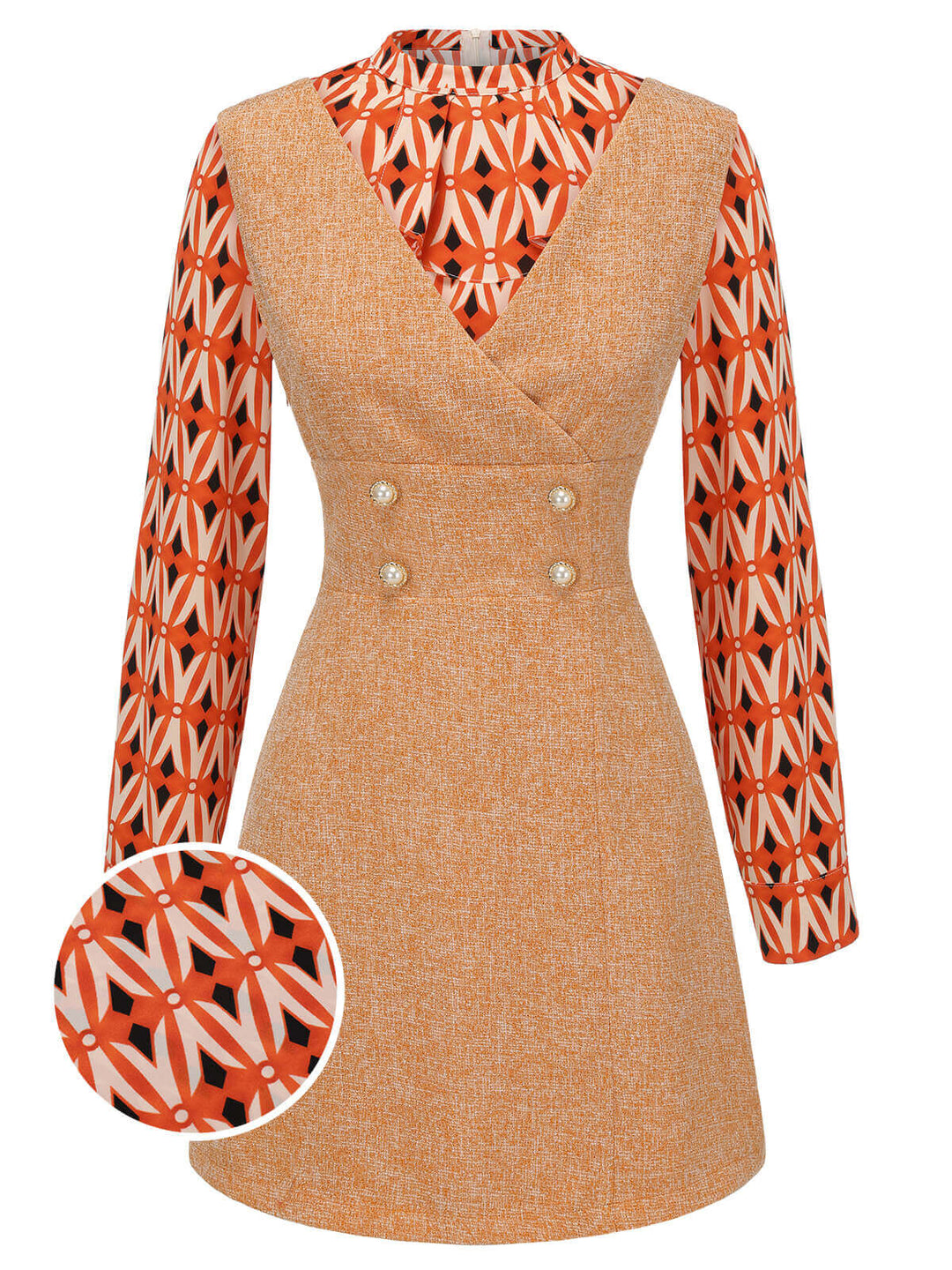 2PCS 1960s Orange Blouse &amp; Tweed Mini Dress: timeless style reimagined