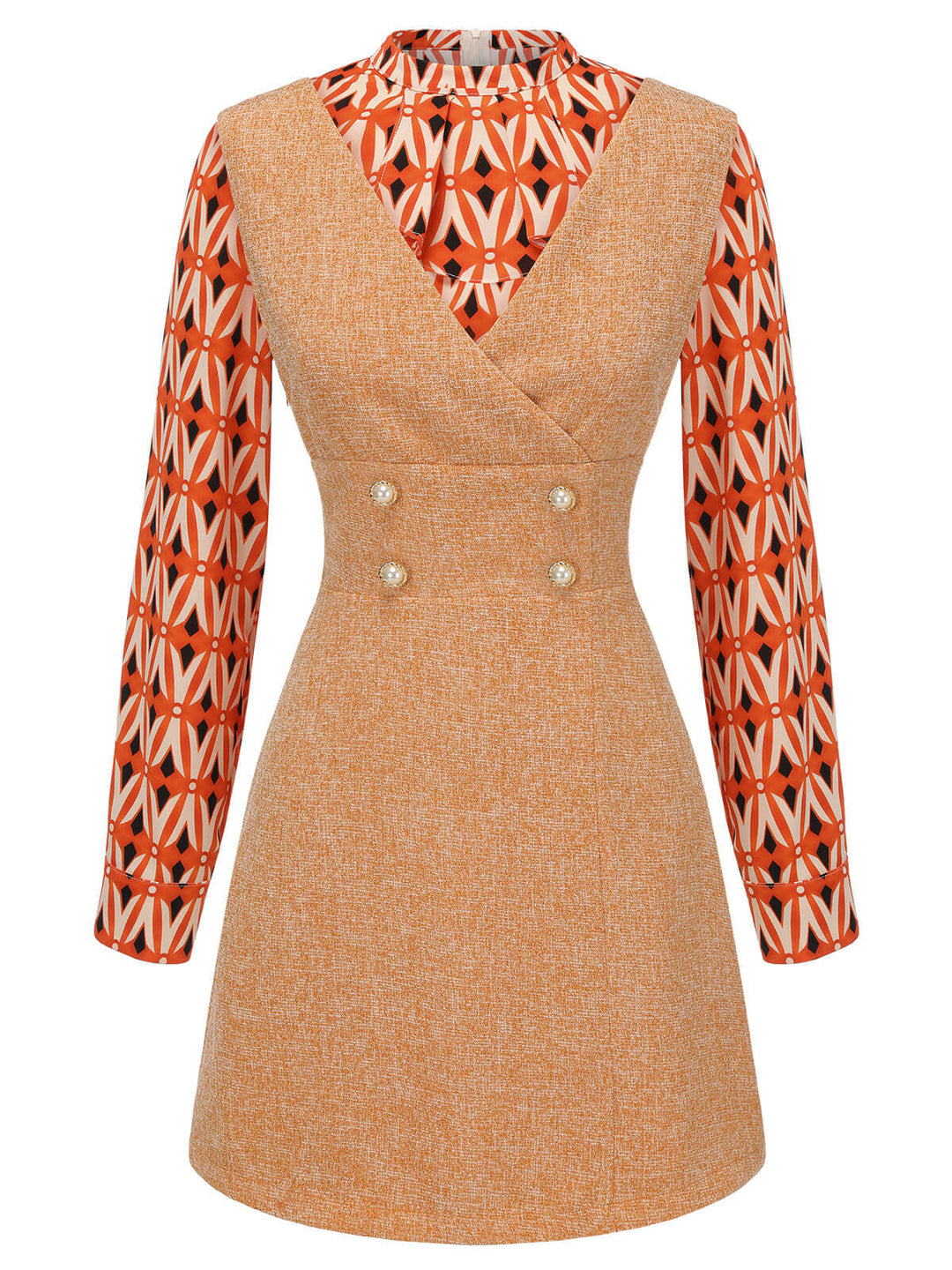 2PCS 1960s Orange Blouse &amp; Tweed Mini Dress — vintage elegance for the modern woman