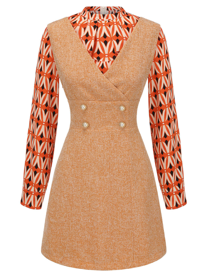2PCS 1960s Orange Blouse &amp; Tweed Mini Dress — vintage elegance for the modern woman