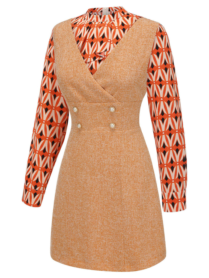 2PCS 1960s Orange Blouse &amp; Tweed Mini Dress — vintage elegance for the modern woman