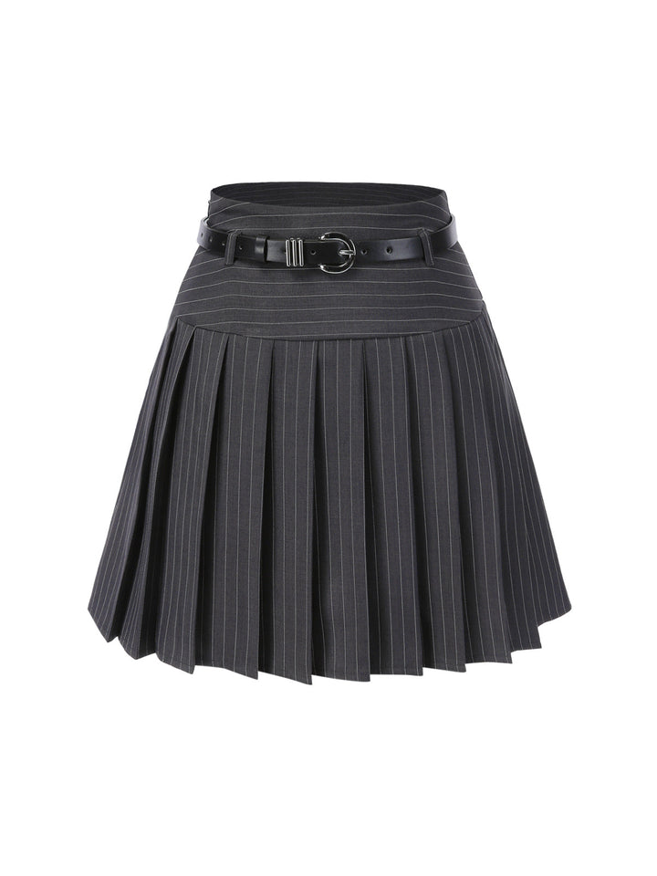 2PCS Dark 1960s Pinstripes Top &amp; Pleated Skirt — 1960s jazz-age spirit for her morning coffee