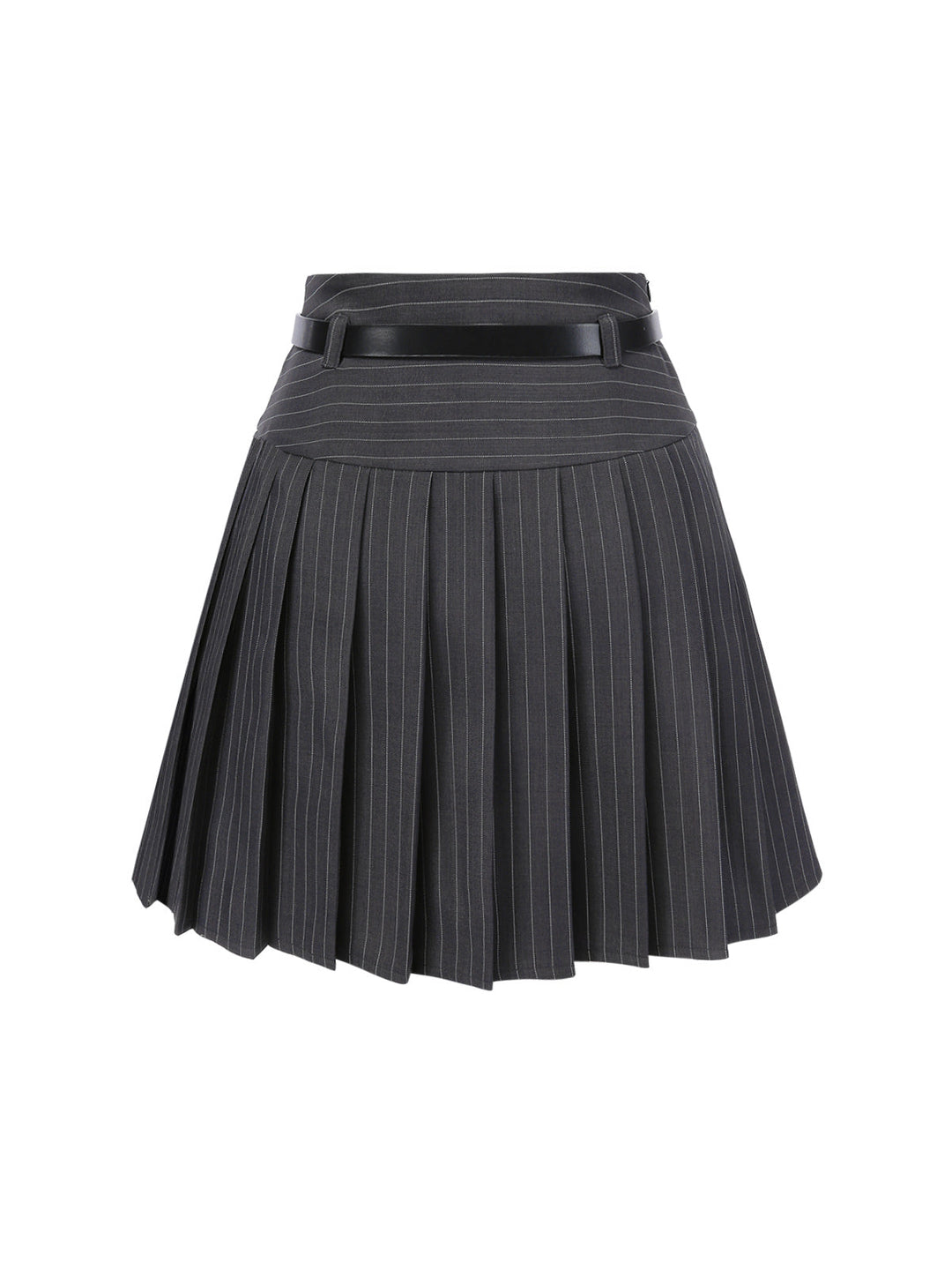 She pairs this 2PCS Dark 1960s Pinstripes Top &amp; Pleated Skirt with confidence and 1960s charm