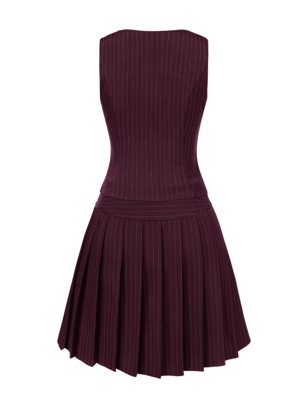 2PCS Dark 1960s Pinstripes Top &amp; Pleated Skirt — 1960s elegance she can wear anywhere