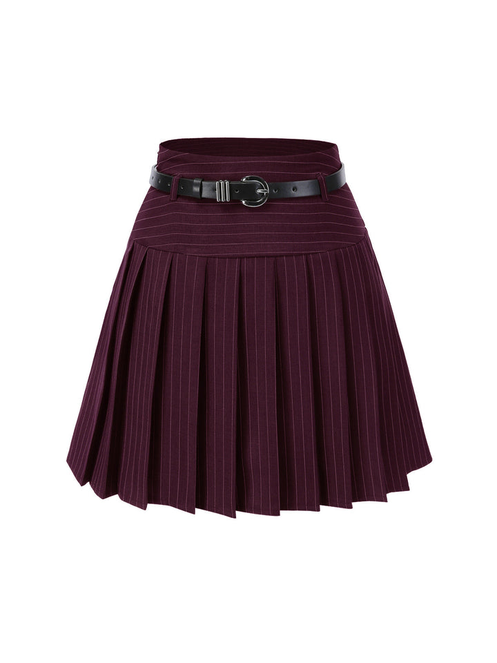2PCS Dark 1960s Pinstripes Top &amp; Pleated Skirt: a 1960s classic that whispers rather than shouts