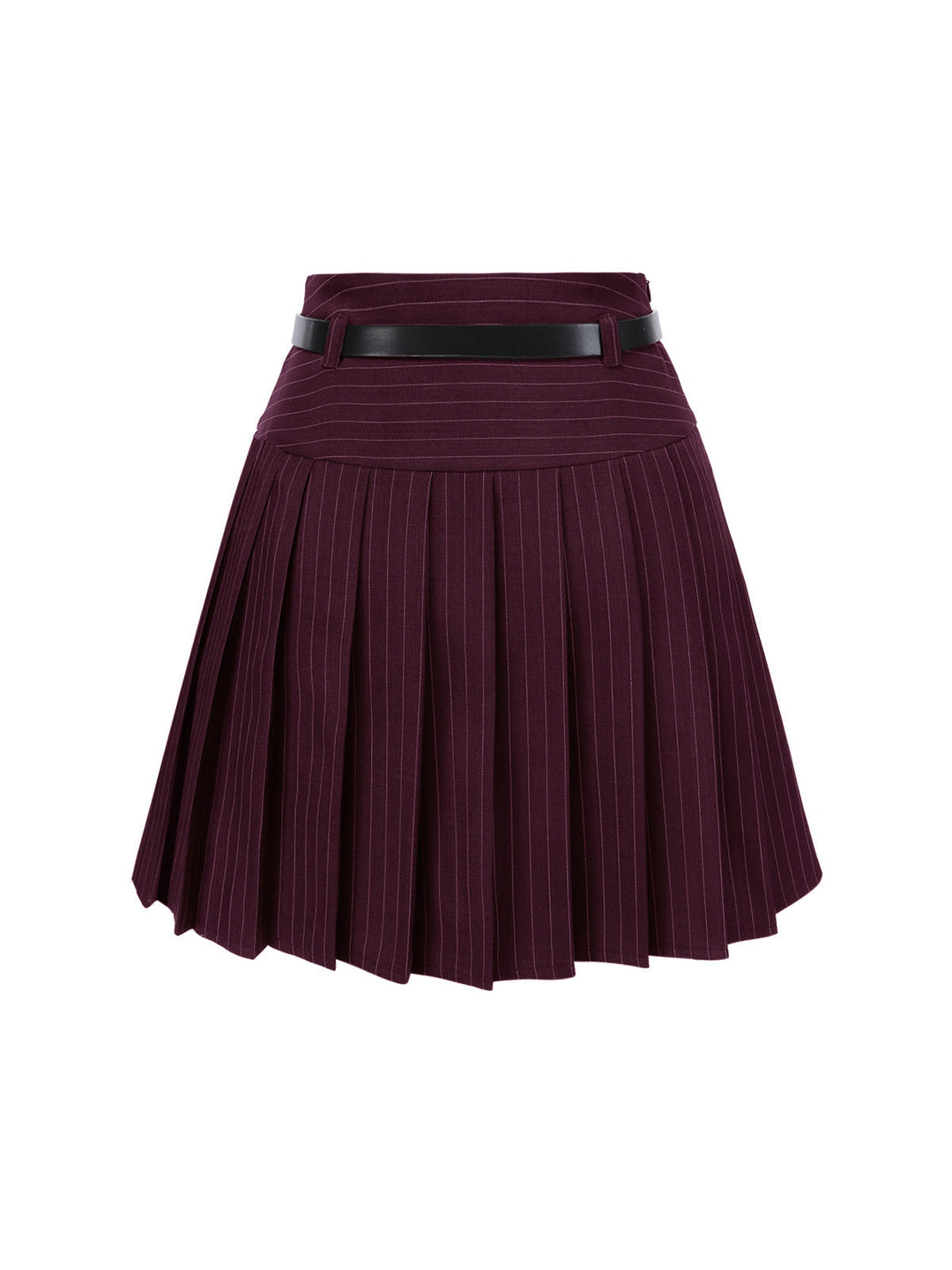 This 2PCS Dark 1960s Pinstripes Top &amp; Pleated Skirt brings 1960s soul to her everyday