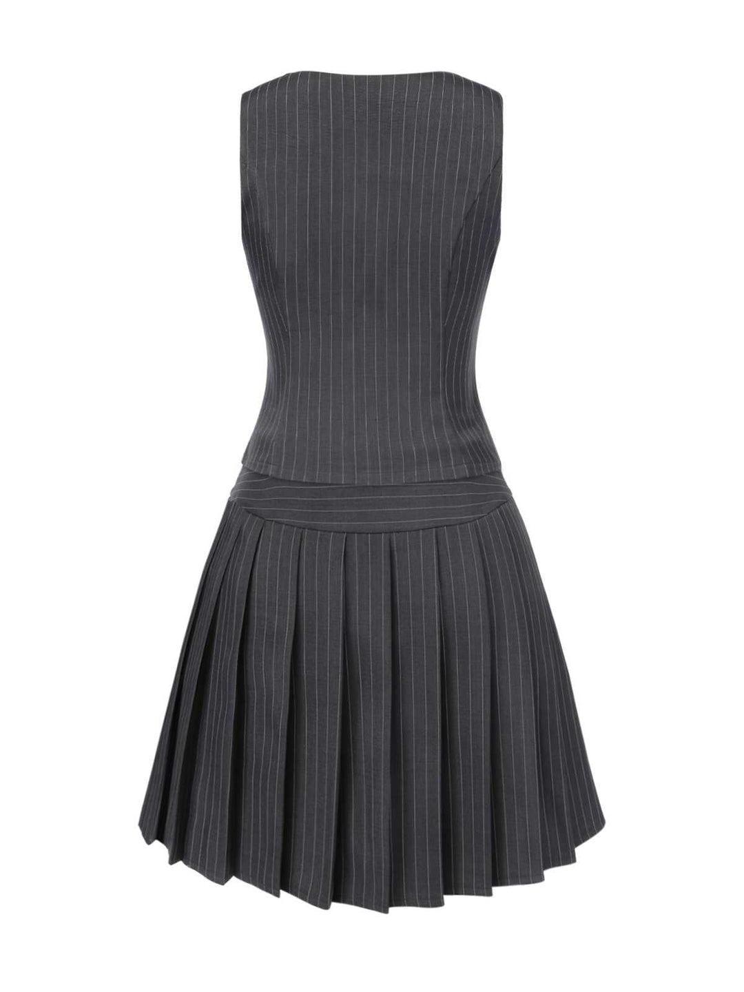 2PCS Dark 1960s Pinstripes Top &amp; Pleated Skirt — 1960s jazz-age spirit for her morning coffee