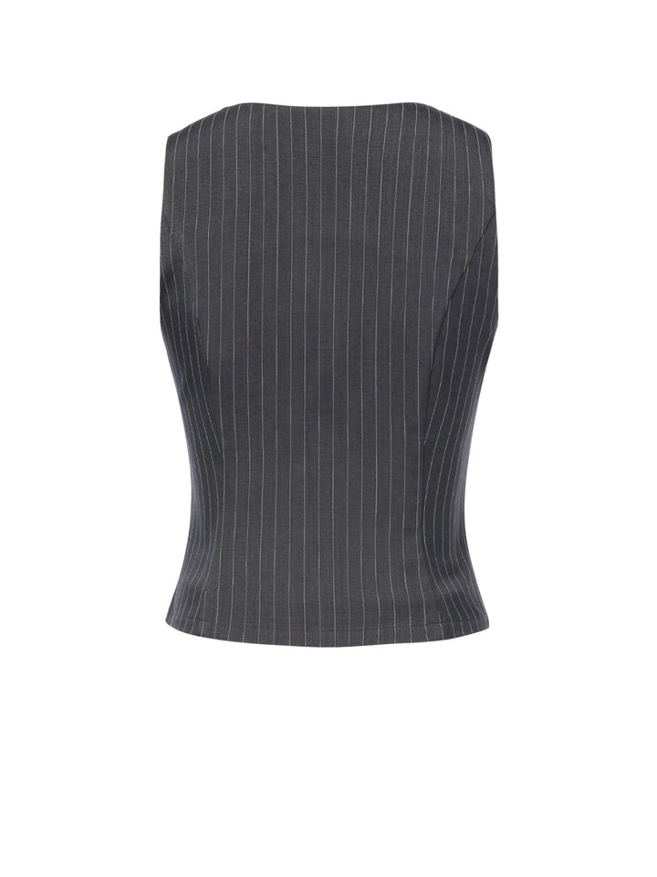 2PCS Dark 1960s Pinstripes Top &amp; Pleated Skirt: a 1960s classic that whispers rather than shouts