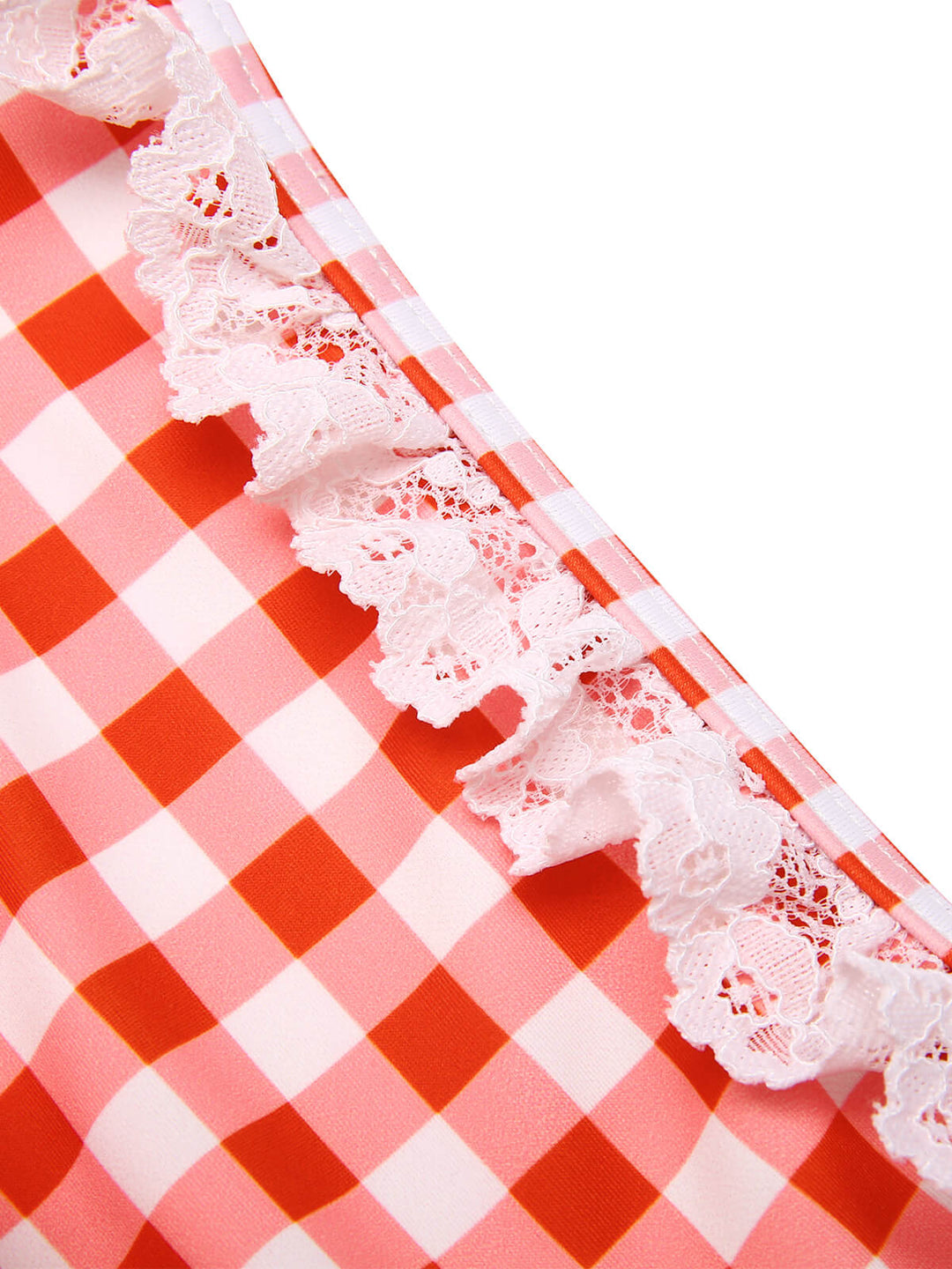 2PCS Plaid Lace Patchwork Swimsuit, vintage swimsuit, swimwear - perfect for women who love vintage and retro fashion