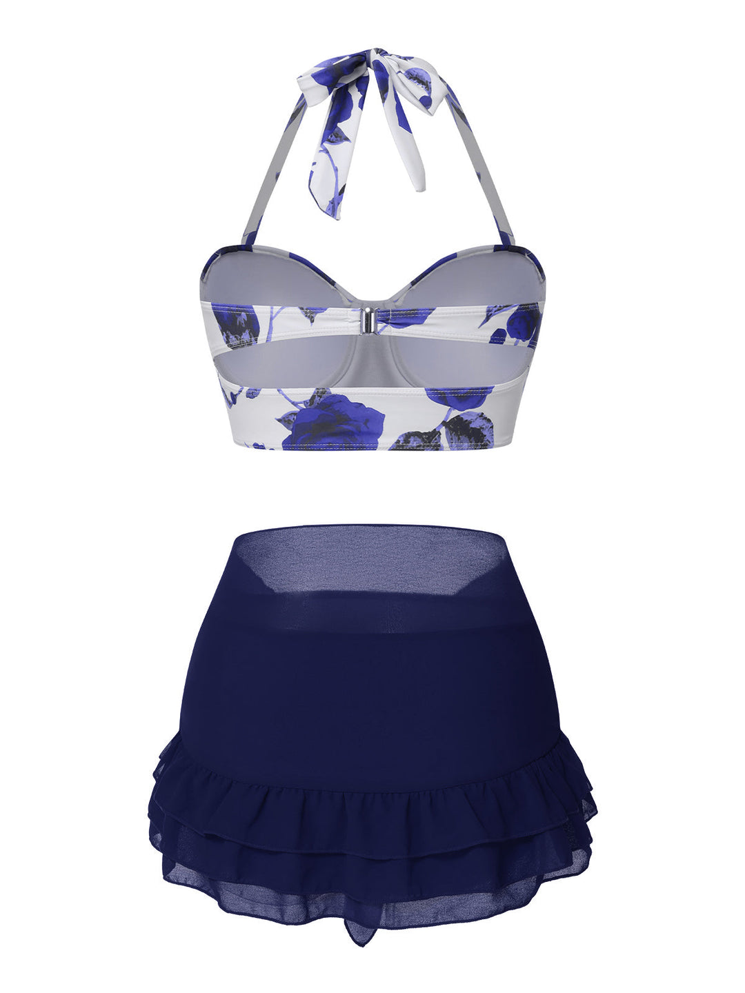 2PCS 1960s Roses Halter Swimsuit &amp; Skirt Cover-Up — because 1960s glamour never goes out of style