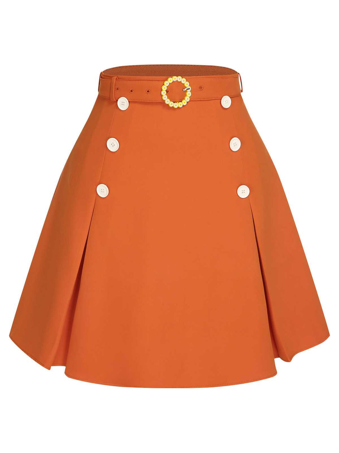 This 2PCS 1960s Tie Neck Floral Top &amp; Button Solid Skirt brings 1960s soul to her everyday