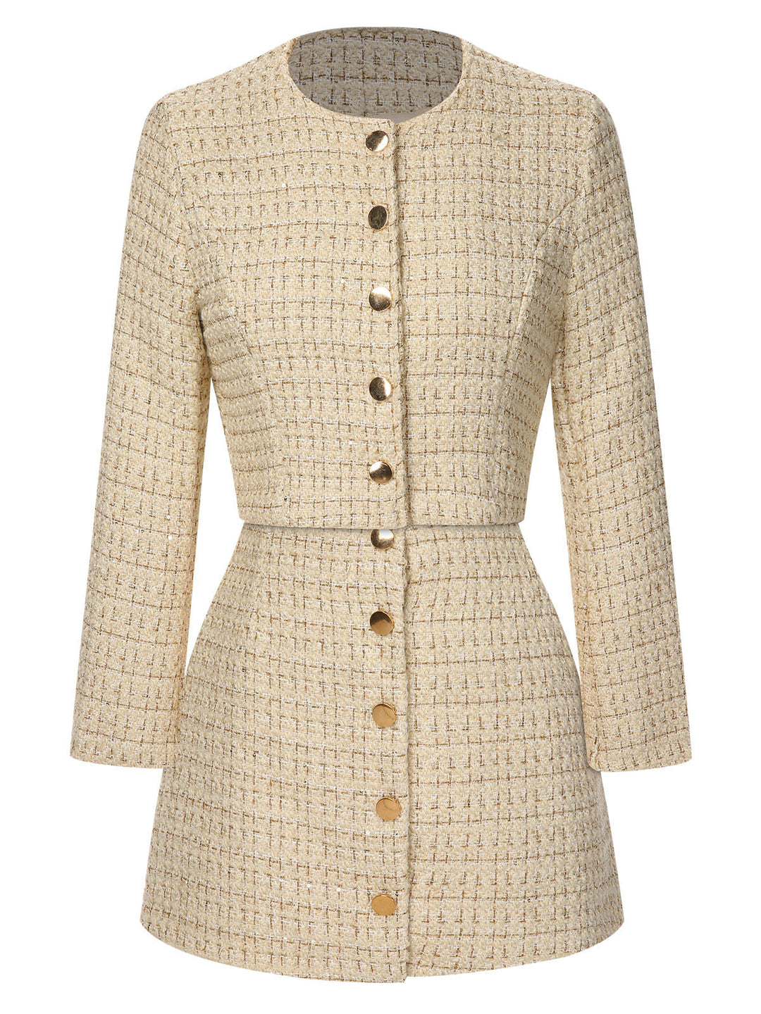 2PCS 1960s Tweed Cropped Coat &amp; A-Line Skirt: 1960s tailoring for the woman who leads