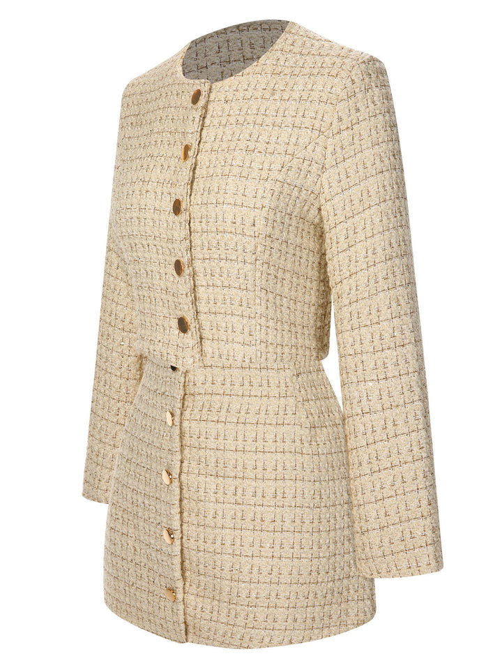 This 2PCS 1960s Tweed Cropped Coat &amp; A-Line Skirt is her armor of 1960s elegance
