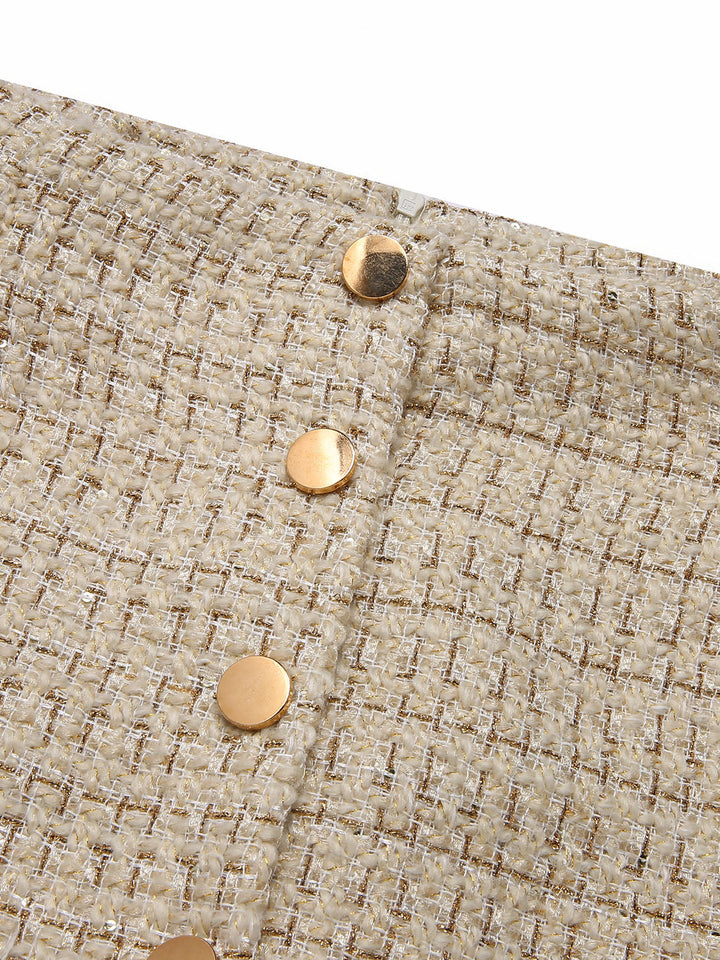 2PCS 1960s Tweed Cropped Coat &amp; A-Line Skirt — 1960s sophistication that wraps her in quiet power