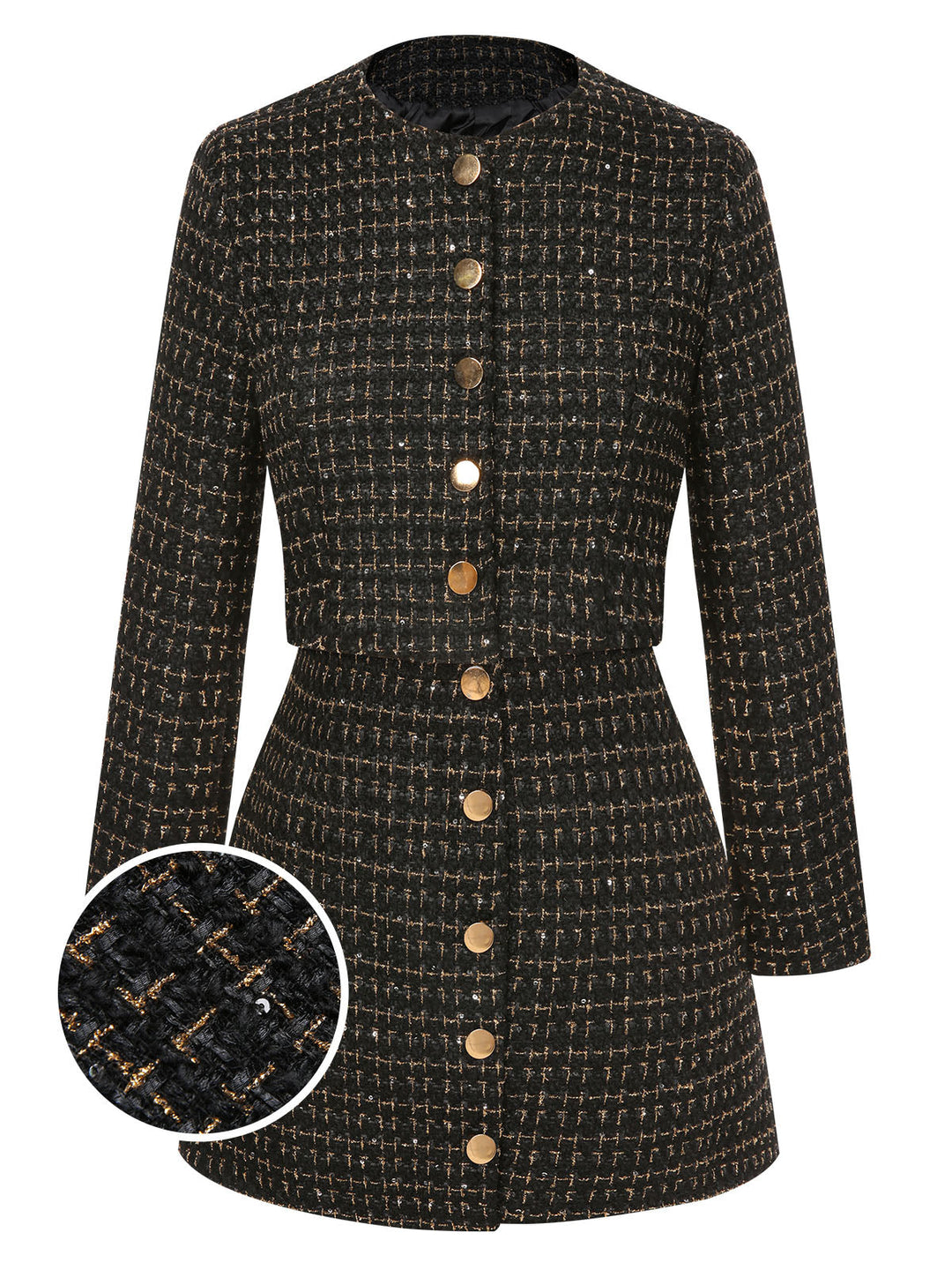 2PCS 1960s Tweed Cropped Coat &amp; A-Line Skirt: 1960s tailoring for the woman who leads