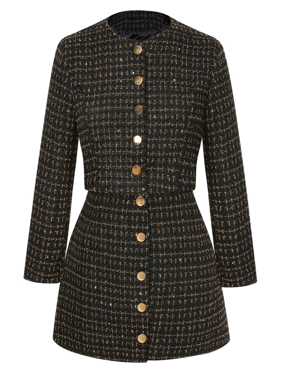 This 2PCS 1960s Tweed Cropped Coat &amp; A-Line Skirt is her armor of 1960s elegance